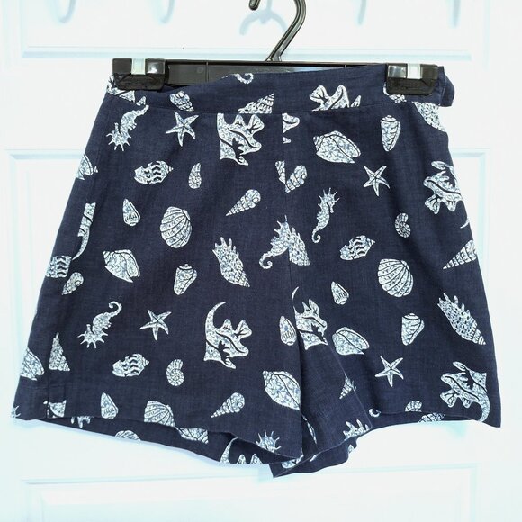 High Rise Golf Shorts with Blue and White Marine Theme - Picture 1 of 8